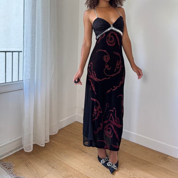 Vintage French glitter swirl evening gown (S) - Picture 1 of 8